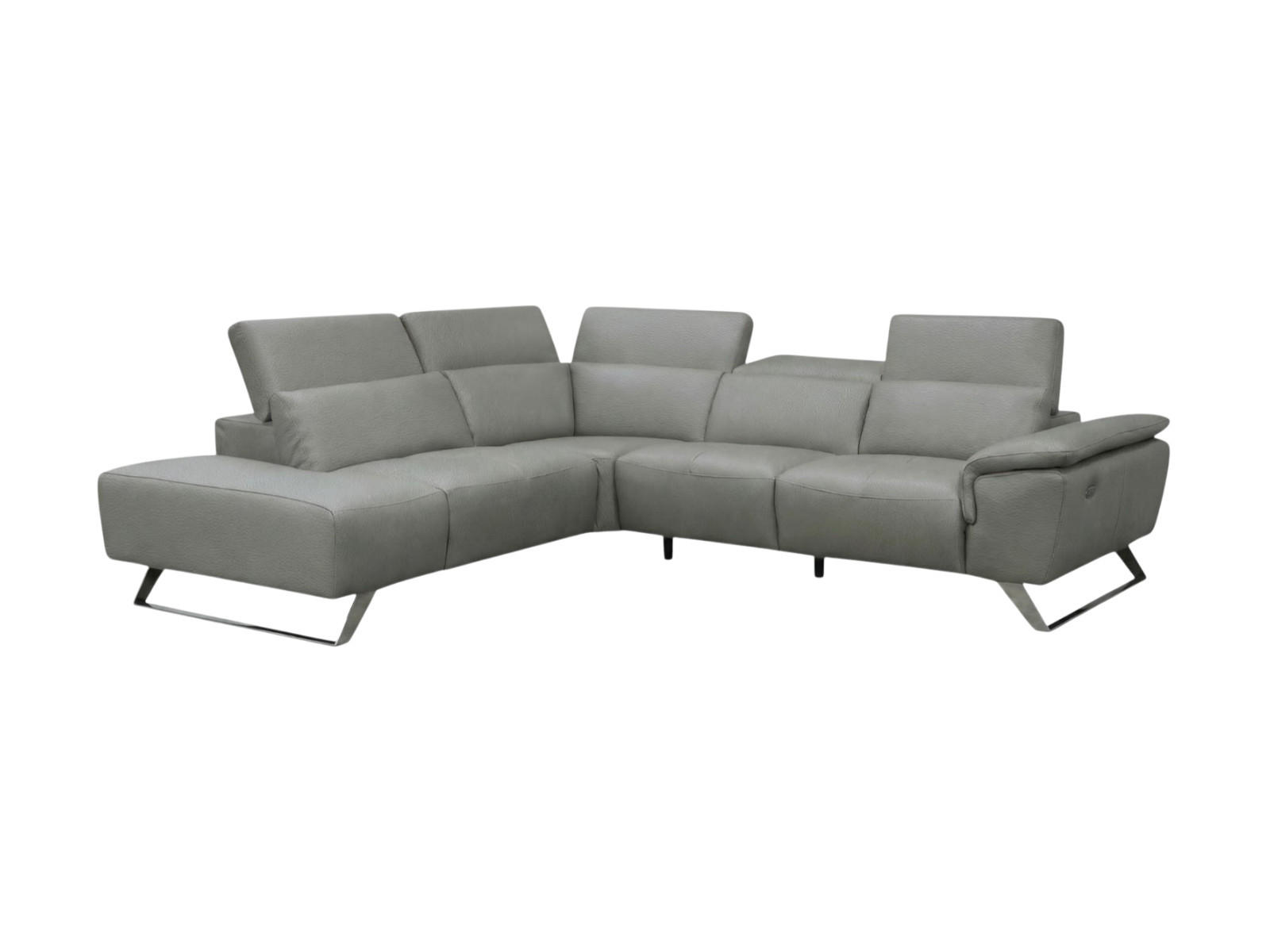 ECKSOFA Predator Echtleder Perlgrau - Hellgrau, Leder/Metall (230/270cm)