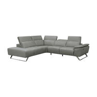 ECKSOFA Predator Echtleder Perlgrau - Hellgrau, Leder/Metall (230/270cm)