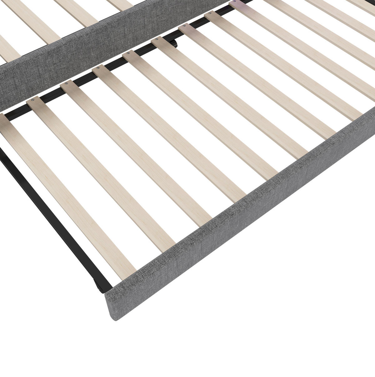 POLSTERBETT 90/200 cm Grau aus Leinen mit USB-Anschluss und LED-Lichtleiste - Grau, Textil (90/200cm) - OKMYHOME