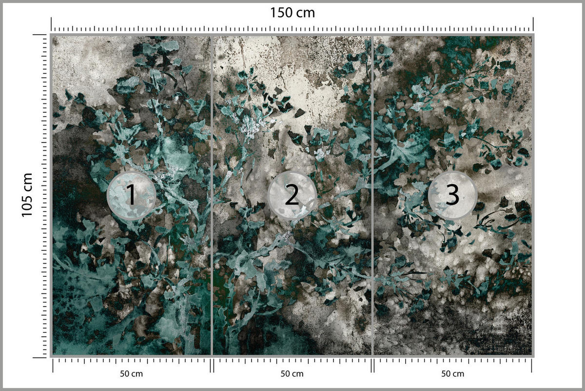 FOTOTAPETE für Wohnzimmer Beton Abstraktion 150x105 - Türkis/Grau, Papier (150/105cm) - Muralo