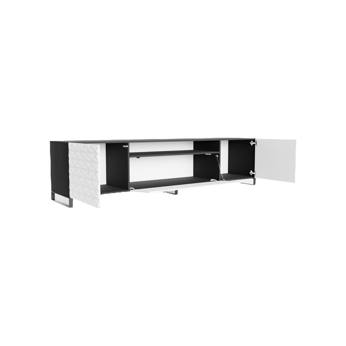 TV-SCHRANK Cali III 200 cm, dreitürig, schwarz, weiß - Schwarz/Weiß, Kunststoff (200/53/41cm) - Margaret Hadas24