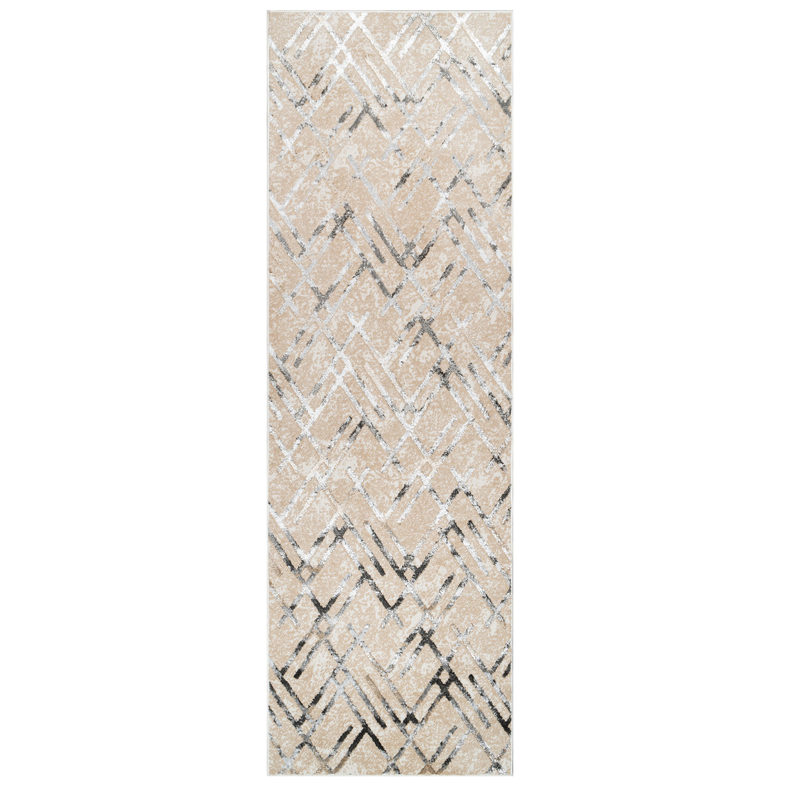 TEPPICHLÄUFER CRYSTAL greige abstrakt 120/200 cm - Greige, Textil (120/200cm) - Tapiso