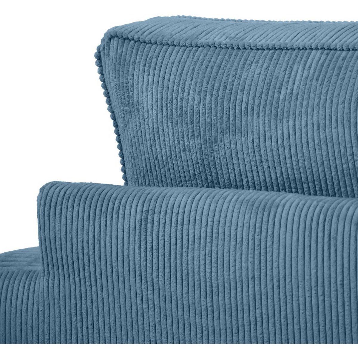 ECKSOFA Pablo ohne Schlaffunktion, mit abgerundeter Ottomane, links, Blau - Blau, Textil (319/196cm) - Beautysofa