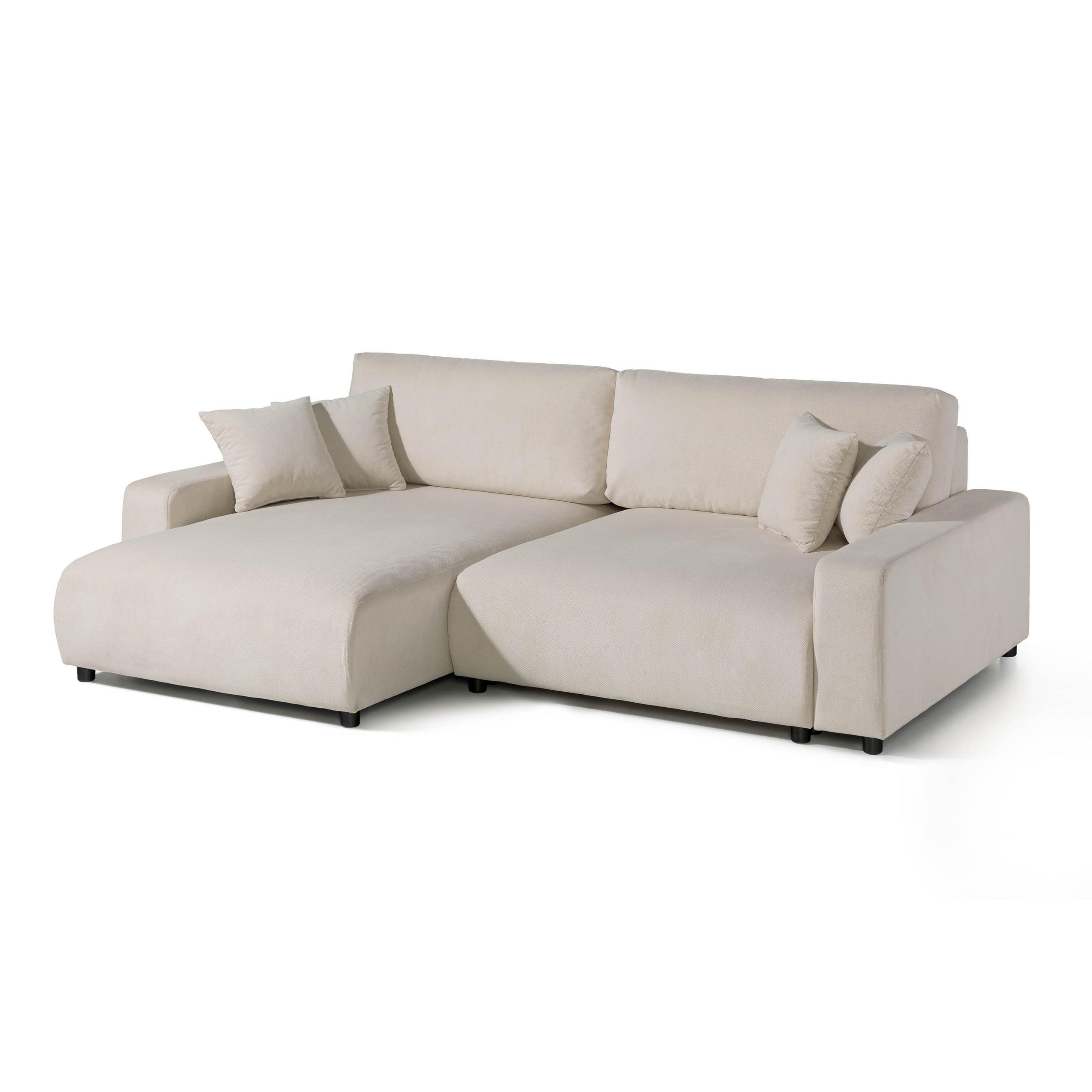 ECKSOFA Samt 234x170x78 beige SOFIA - Beige, Kunststoff (234/165cm) - Massivmoebel24