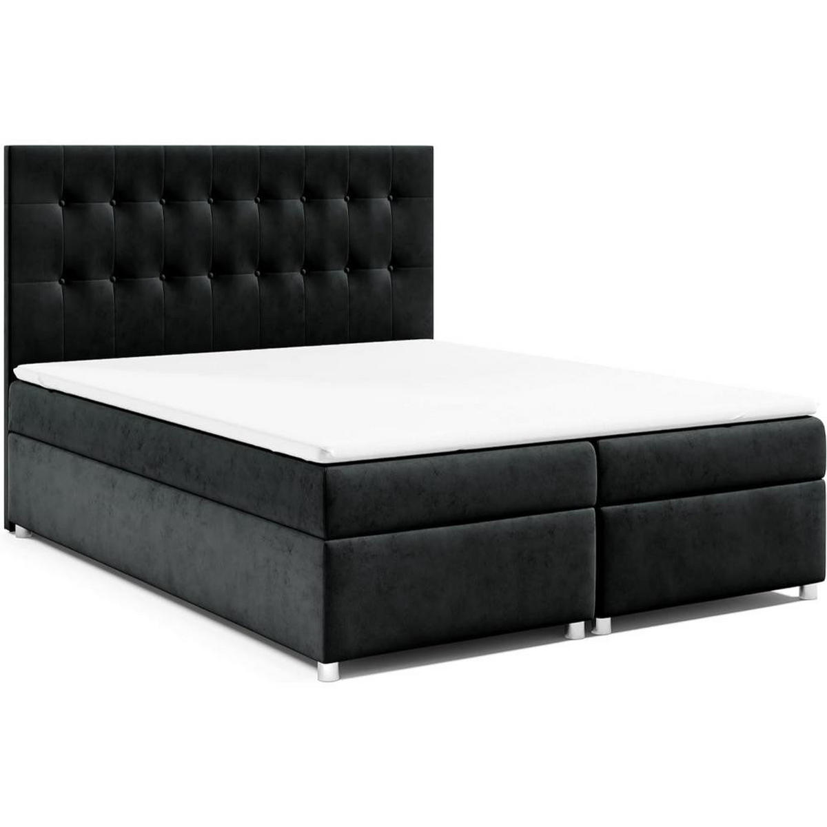 BOXBETT mit Bettkasten Trinity K-6 Bonellfederkern inkl. Topper - Schwarz, Holz/Holzwerkstoff (180/200cm) - Best For Home