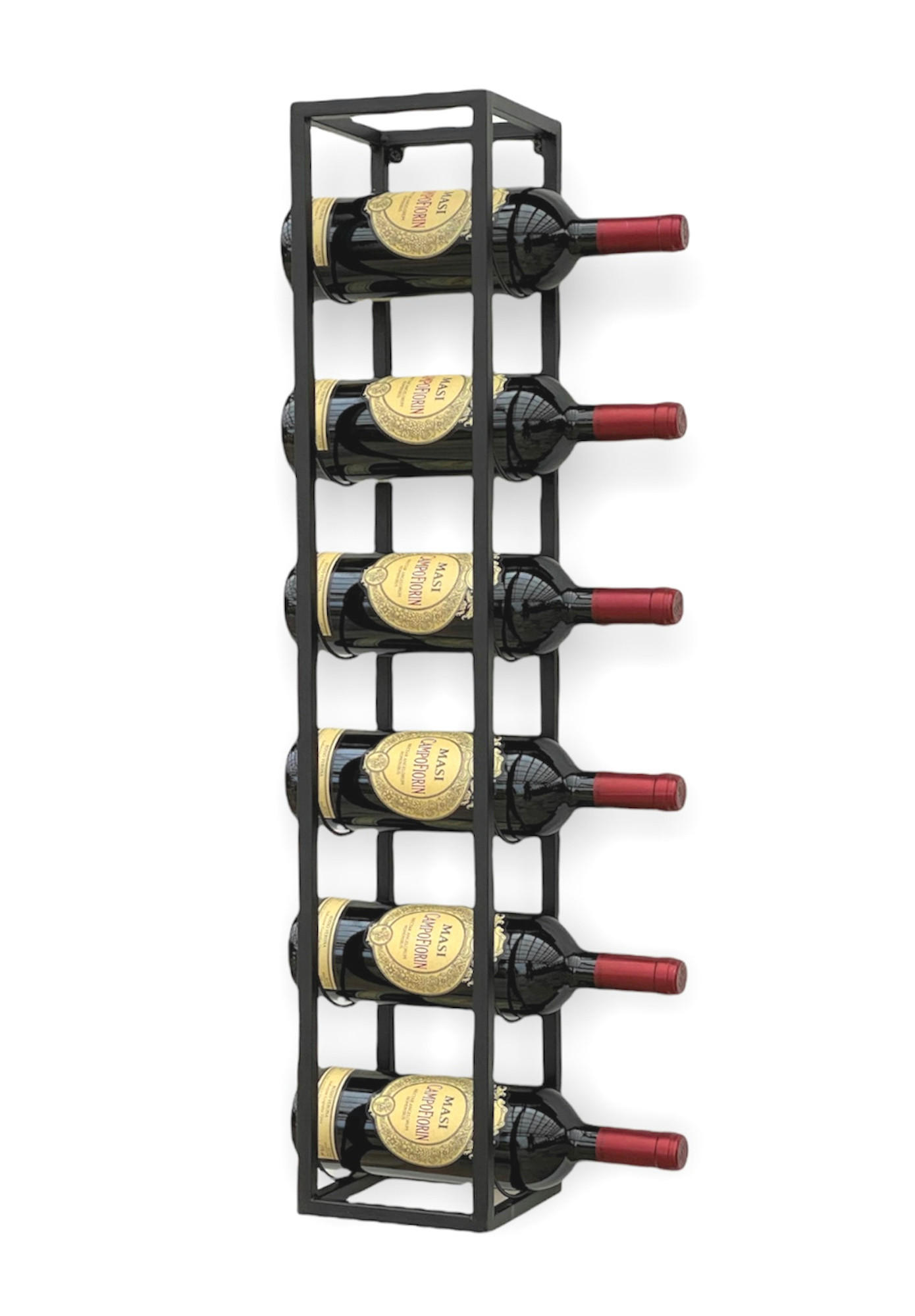 WEINREGAL für 6 Flaschen Metall Wand 80 cm Schwarz 96238 - Schwarz, Metall (15/80/15cm) - DanDiBo