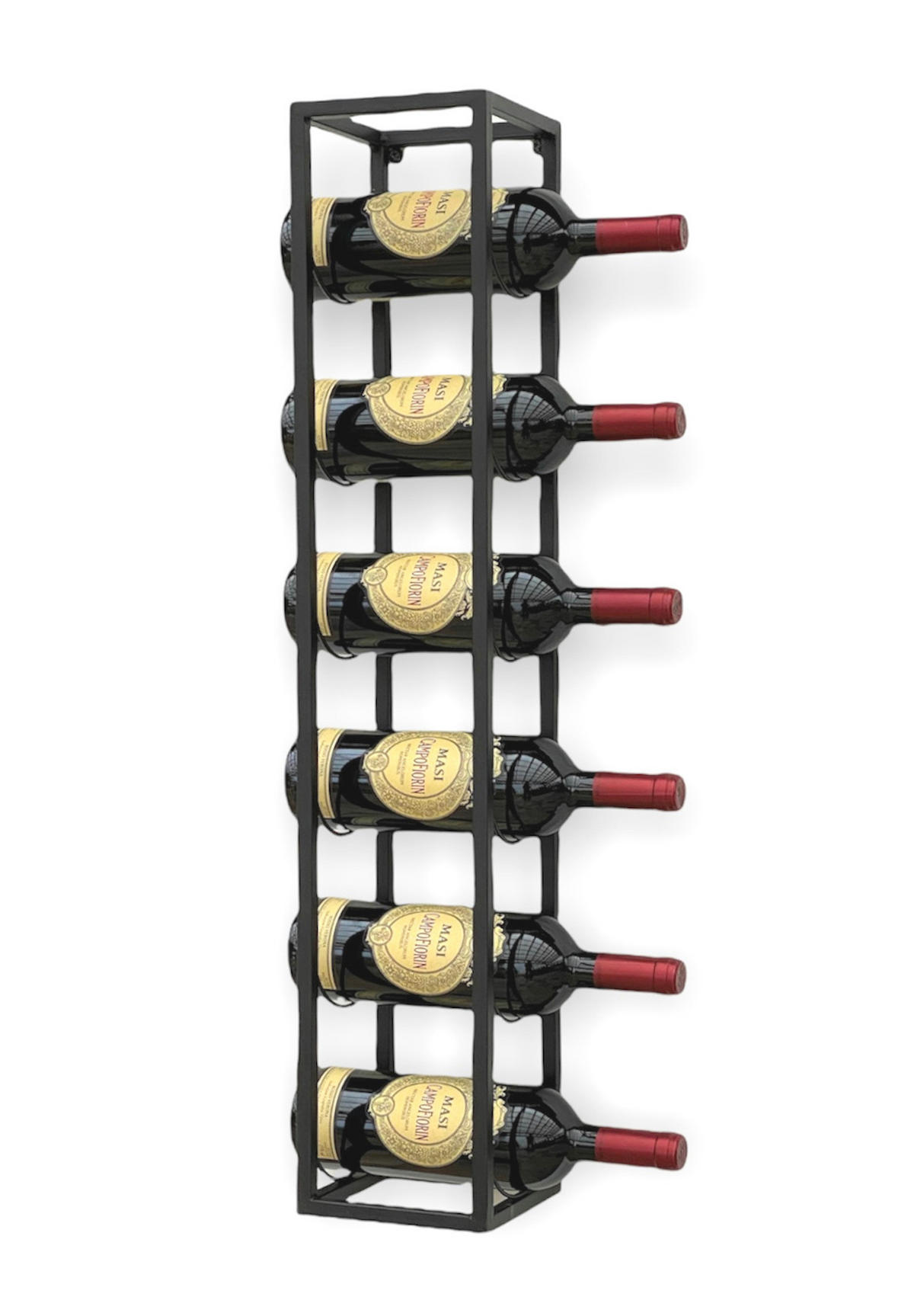 WEINREGAL für 6 Flaschen Metall Wand 80 cm Schwarz 96238 - Schwarz, Metall (15/80/15cm) - DanDiBo