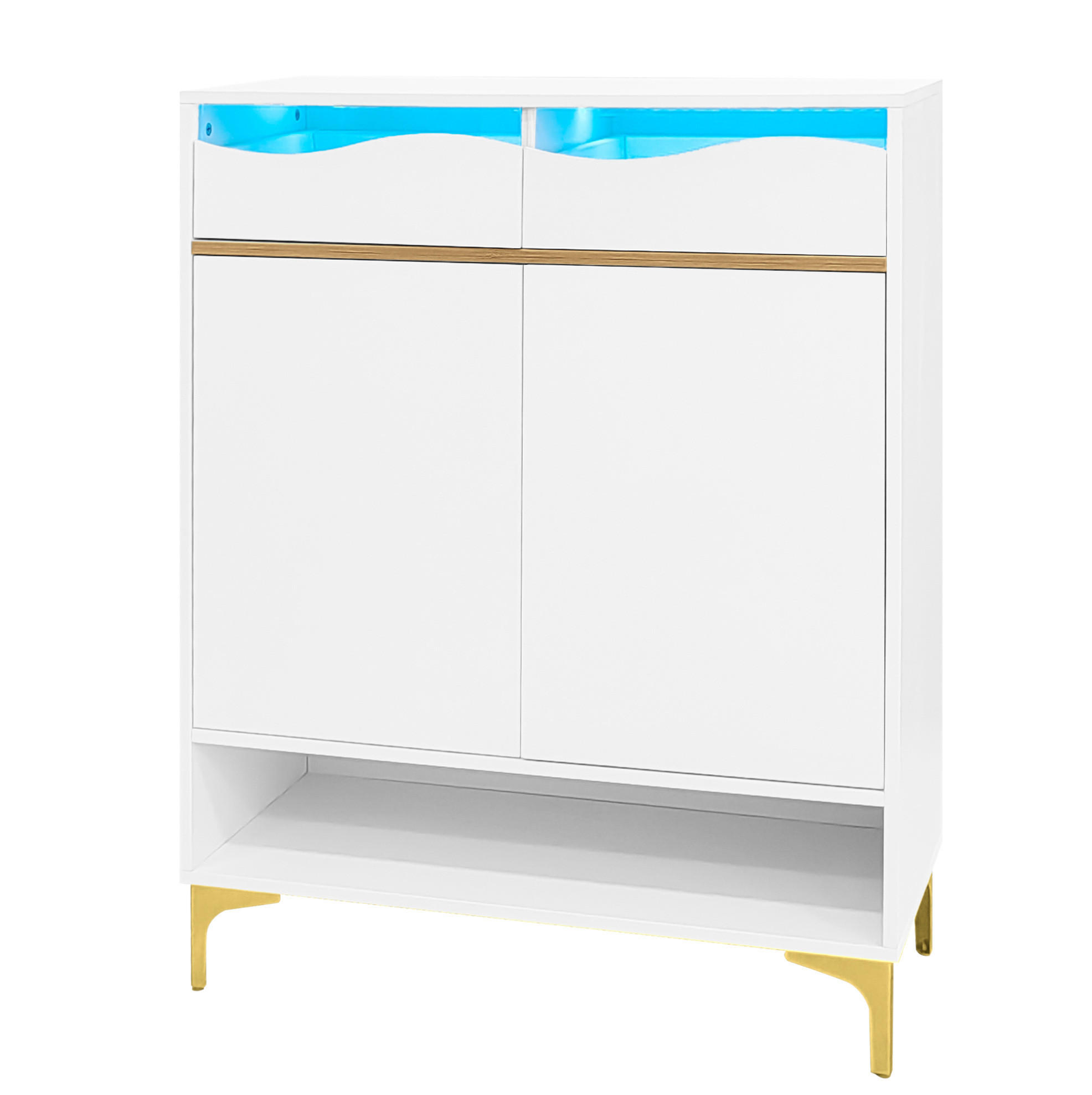SCHUHSCHRANK aus MDF & Spanplatte 80x35x105cm in Weiß mit LED-Beleuchtung - Weiß, Holzwerkstoff (80/105/35cm) - Modfu