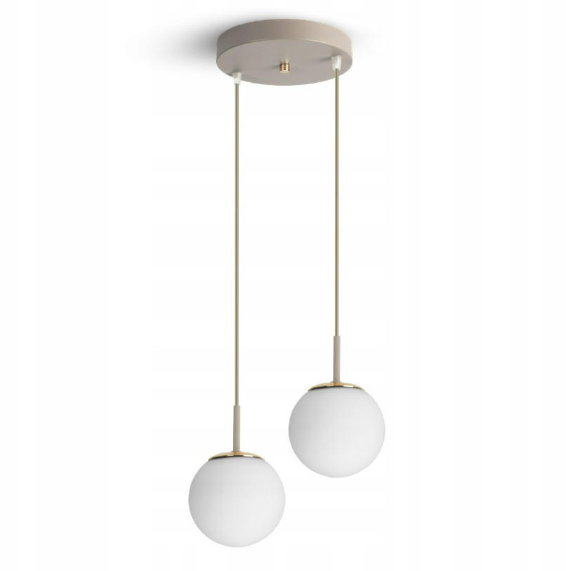 PENDELLEUCHTE ECRU II - Beige/Goldfarben, Glas/Metall (30/30/100cm) - kiki design