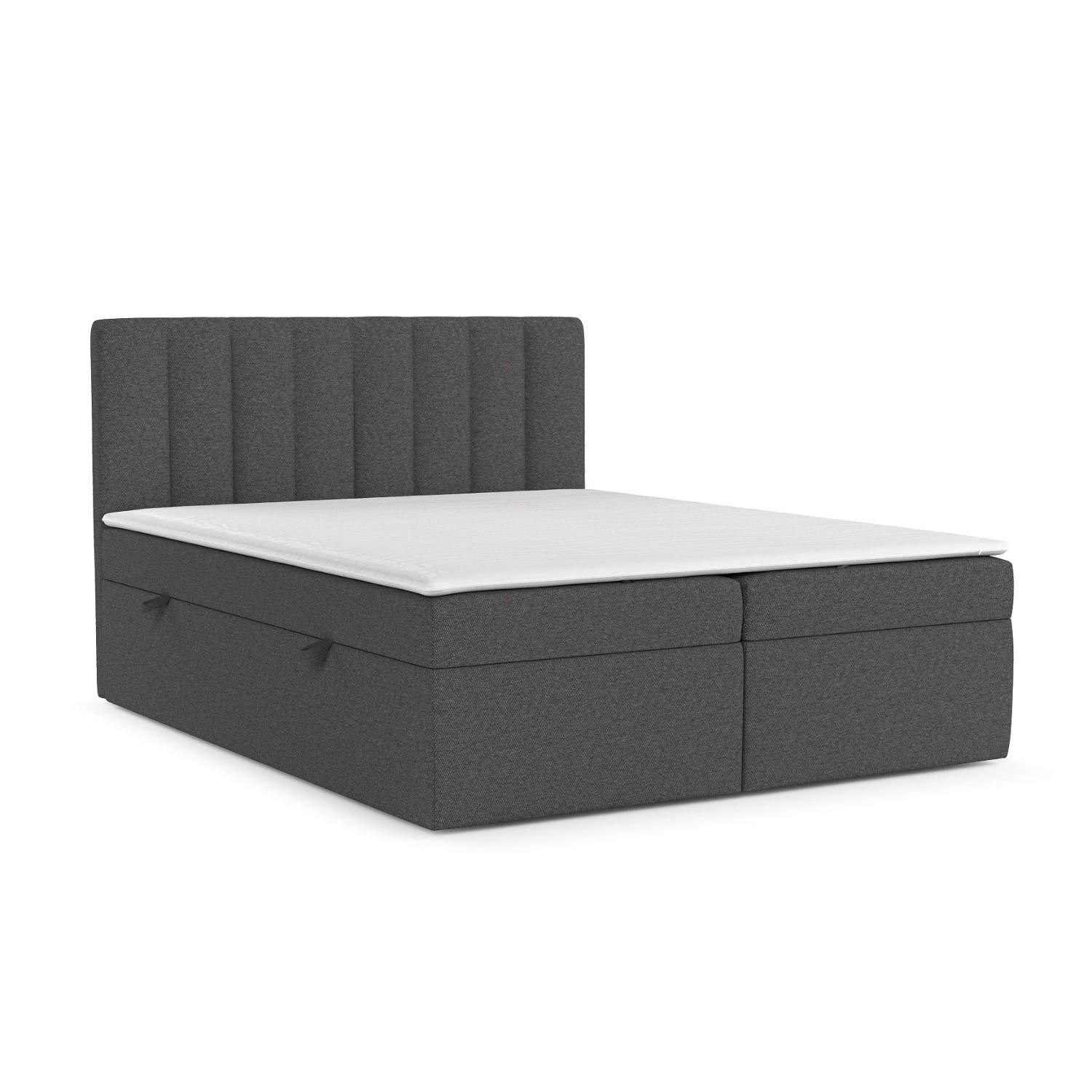 BOXBETT Amaro 140/200 cm Anthrazit im Megan Stoff - Anthrazit/Schwarz, Holz/Holzwerkstoff (140/200cm) - AltaBeds