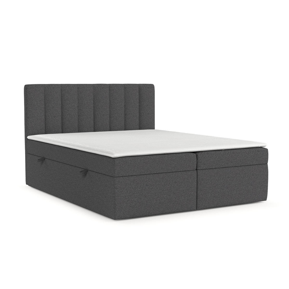 BOXBETT Amaro 140/200 cm Anthrazit im Megan Stoff - Anthrazit/Schwarz, Holz/Holzwerkstoff (140/200cm) - AltaBeds