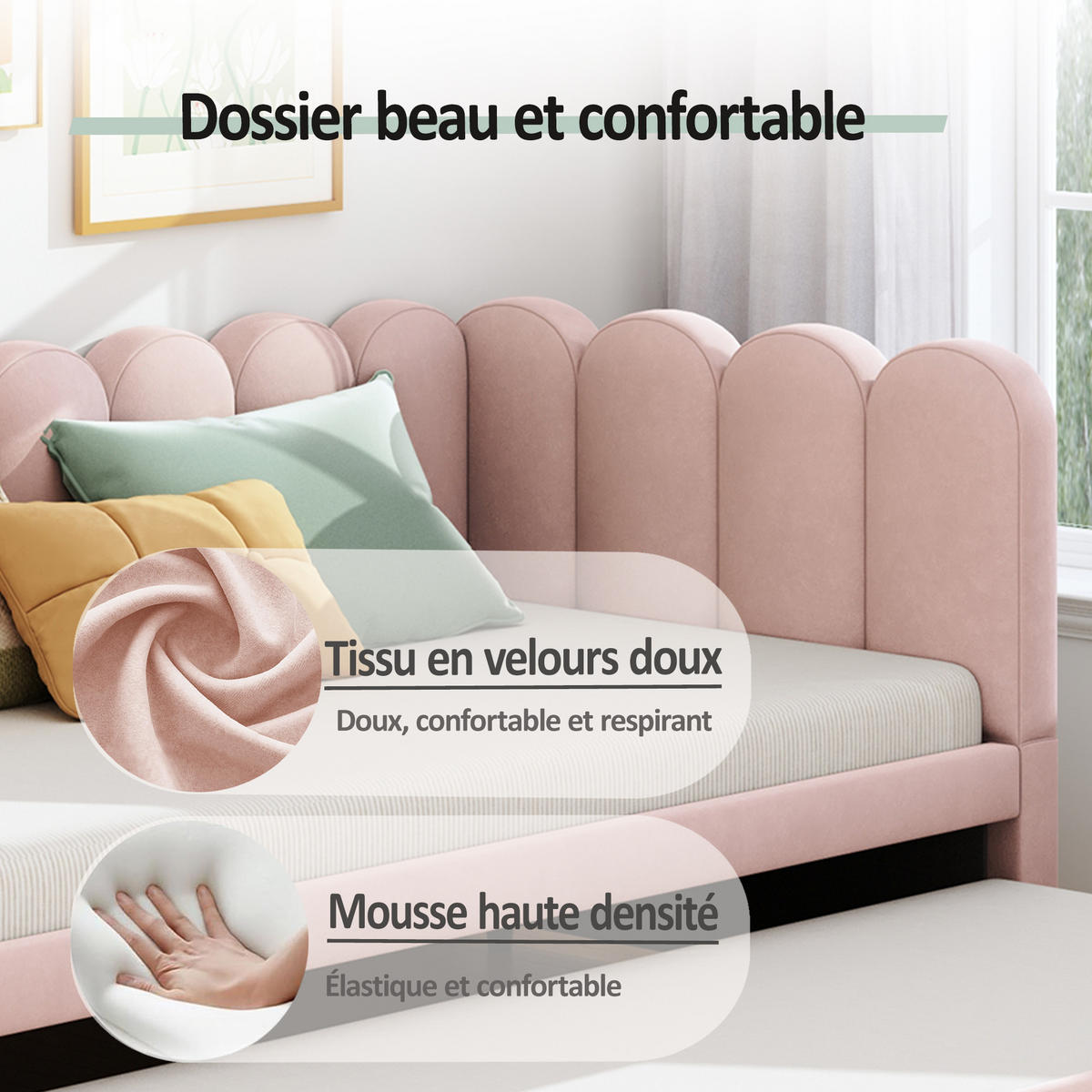POLSTERBETT 90/180x200 cm L Form rosa - Rosa, Textil (180/200cm) - Fortuna Lai