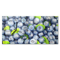WANDUHR 60x30 cm - Blume - Blau, Glas (60/30/0.4cm) - TULUP