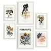 POSTER Set Mit 6 Schwarze Tintenblumen Größe A3 & A4 Weißer Rahmen - Weiß, Papier (29.7/1cm) - Nacnic