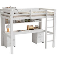 HOCHBETT 90/200 cm Weiß mit Schreibtisch und Stauraum - Weiß, Holz (90/200cm) - Flora Grace