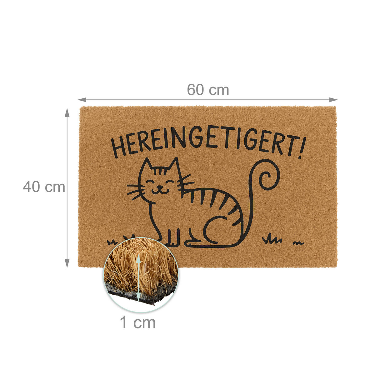 ROHOŽ - světle hnědá, textil/plast (60/40cm) - Relaxdays