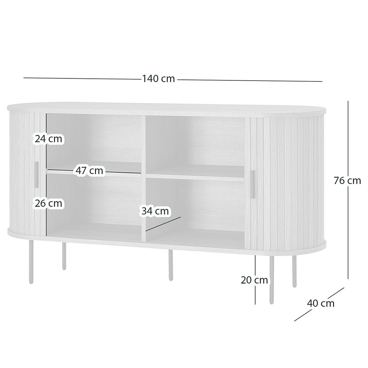 SIDEBOARD - Echtholzfurnier - Eichefarben/Schwarz, Holzwerkstoff (140/76/40cm) - home24