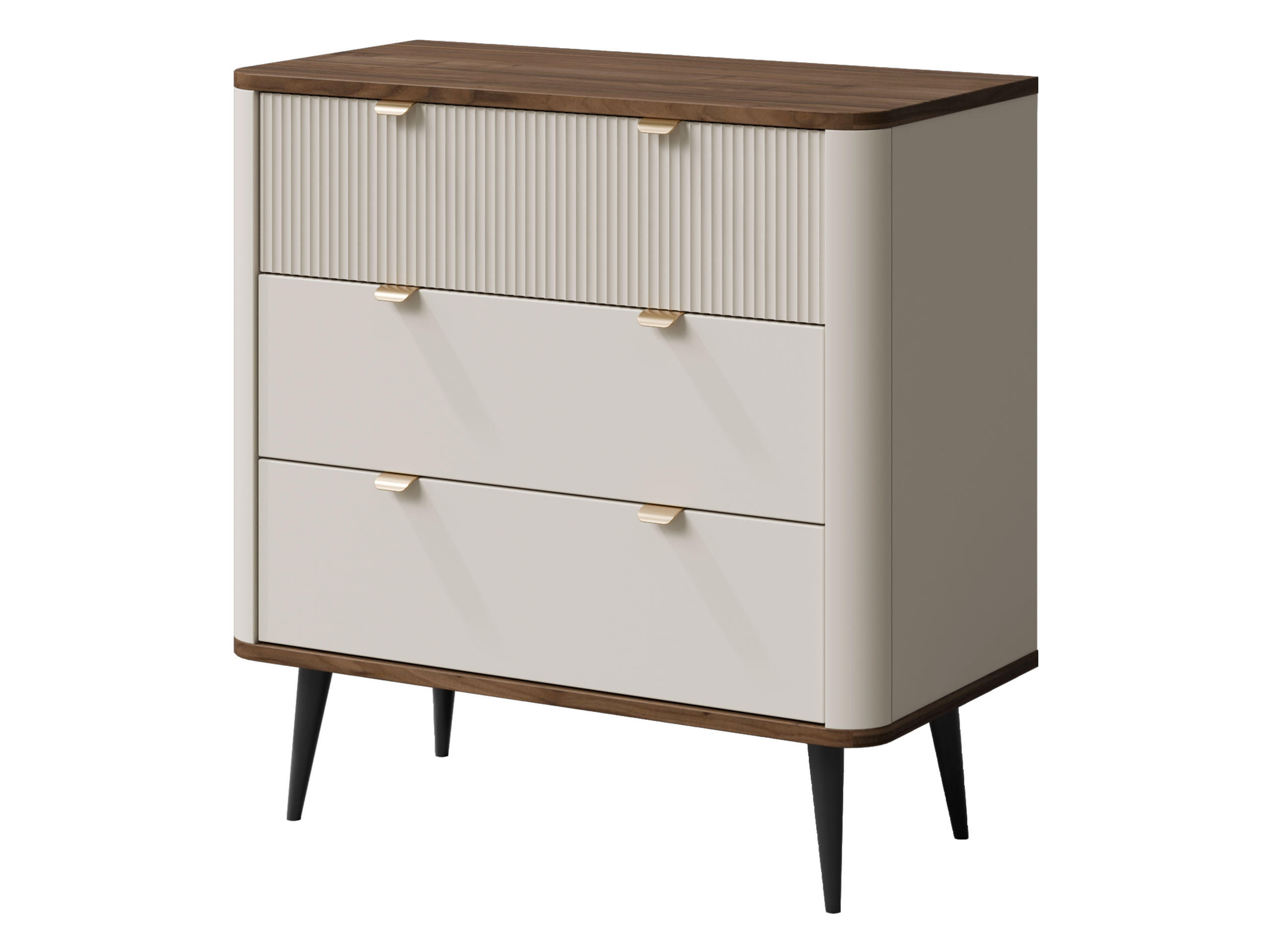 KOMMODE Marly 3S RE11 - Kaschmir/Goldfarben, Holzwerkstoff/Metall (90/82/40cm) - MIRJAN24