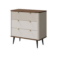 KOMMODE Marly 3S RE11 - Kaschmir/Goldfarben, Holzwerkstoff/Metall (90/82/40cm) - MIRJAN24