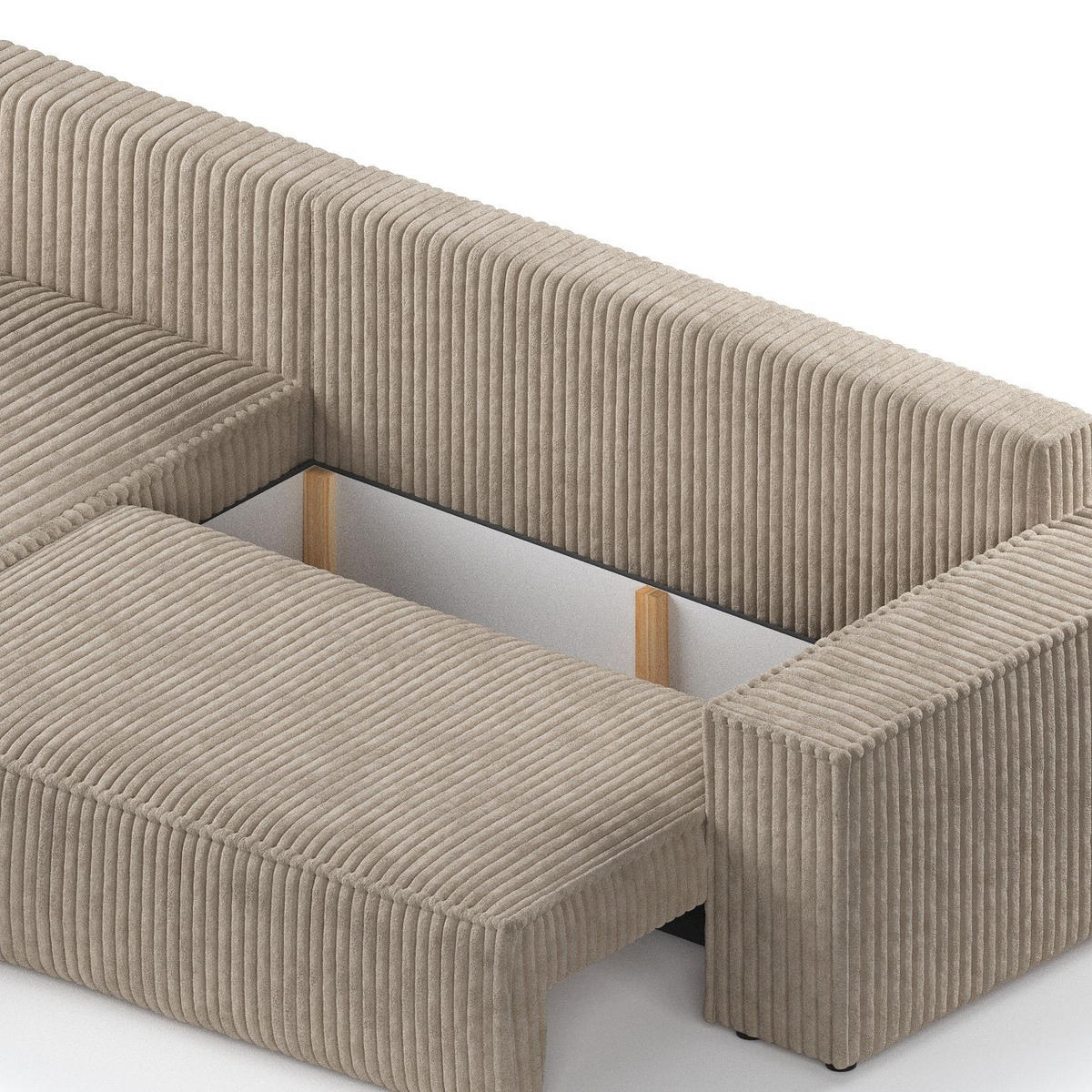 ECKSOFA Maze Hellbraun Plüsch - Links Seite - Schwarz/Cappuccino, Holz/Holzwerkstoff (185/294cm) - Maison de Reve