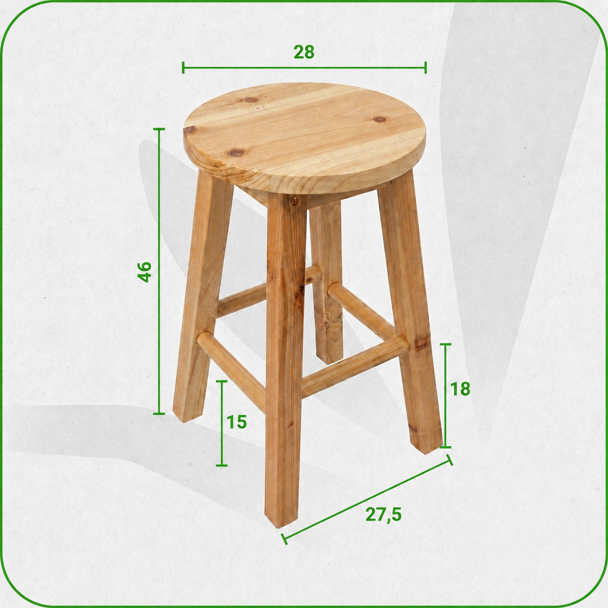 HOLZHOCKER Kiefer Natur 2-er Set 28 x 28 x 46 cm runde Sitzfläche - Naturfarben, Holz (28/46/28cm) - Begryf
