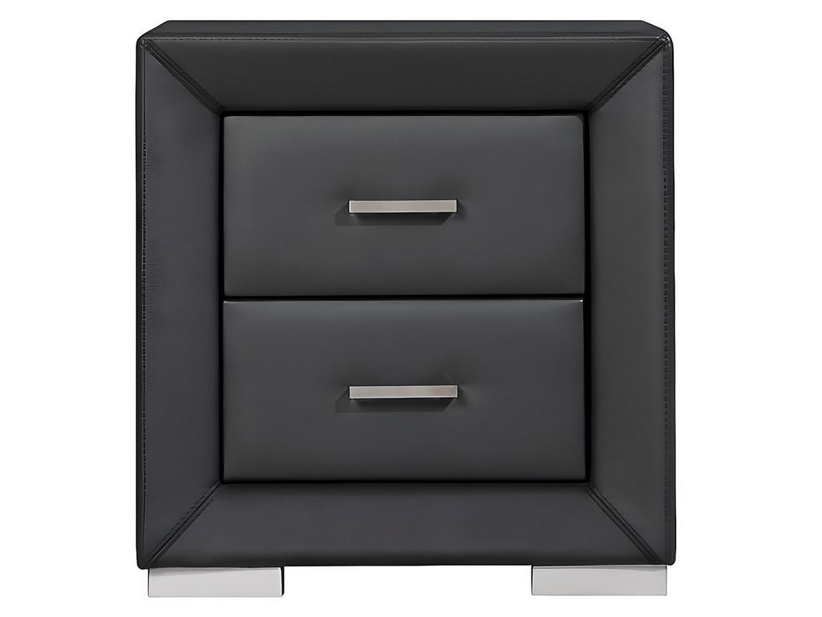 NACHTTISCH mit 2 Schubladen - Kunstleder - Schwarz - CAPITOLE - Schwarz, Leder (51.5/54.5/43cm) - Vente-Unique