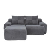 SOFA 200/174/80 cm in Dunkelgrau modular mit Cupholder und Seitentasche - Dunkelgrau, Textil (174/80/200cm) - Flora Grace