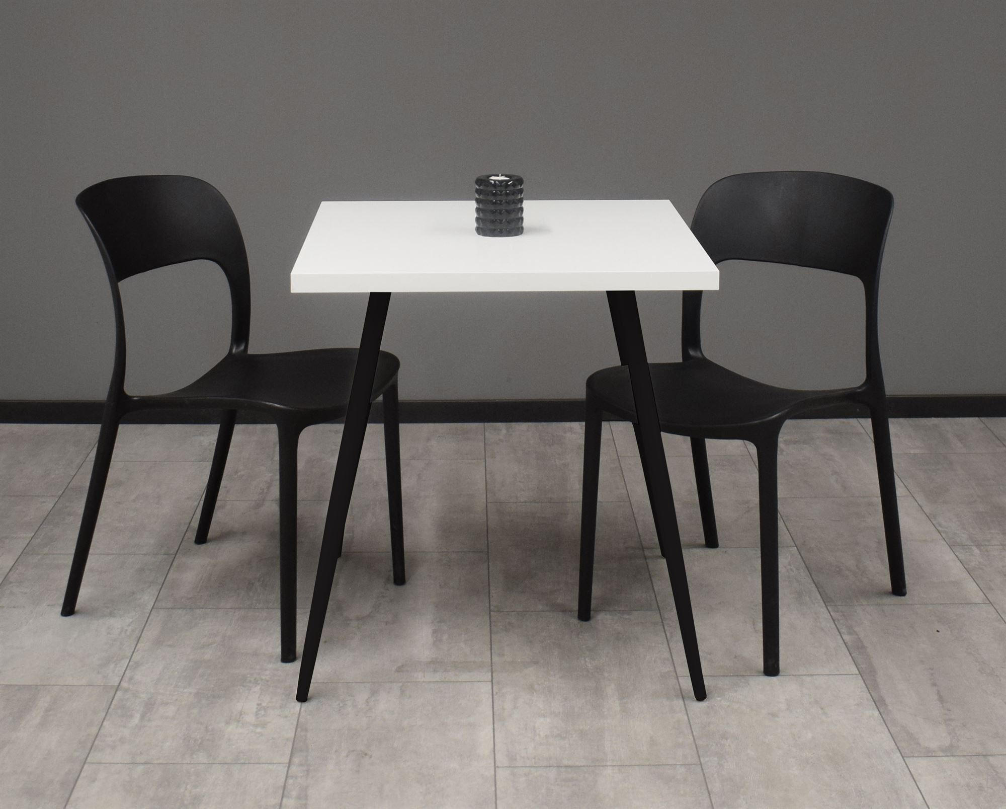 BISTROTISCH Ekaterina 70x70x75 schwarz matt/weiß matt lack - Weiß, Metall (70/70/75cm) - 58aufmkessel