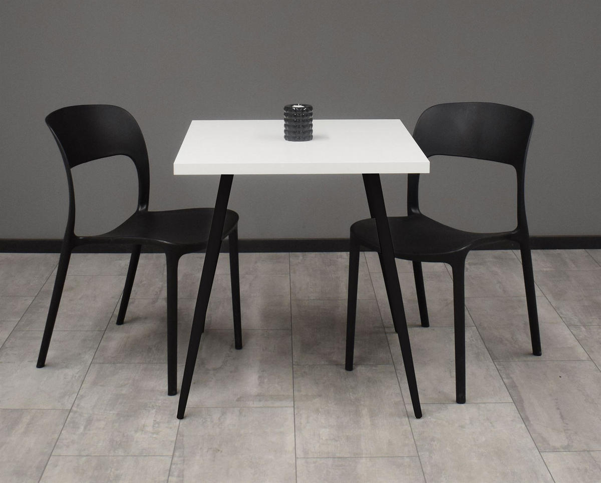 BISTROTISCH Ekaterina 70x70x75 schwarz matt/weiß matt lack - Weiß, Metall (70/70/75cm) - 58aufmkessel