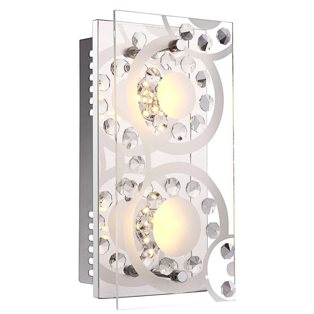 LED WANDLEUCHTE TISOY Chrom Silber Kristalloptik - Silberfarben, Glas (12/9.5/24cm) - Globo Lighting