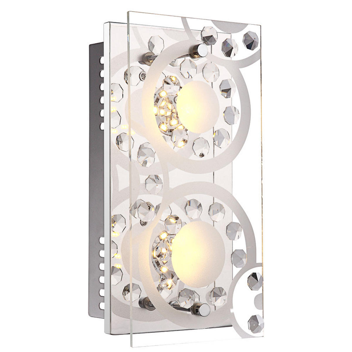 LED WANDLEUCHTE TISOY Chrom Silber Kristalloptik - Silberfarben, Glas (12/9.5/24cm) - Globo Lighting