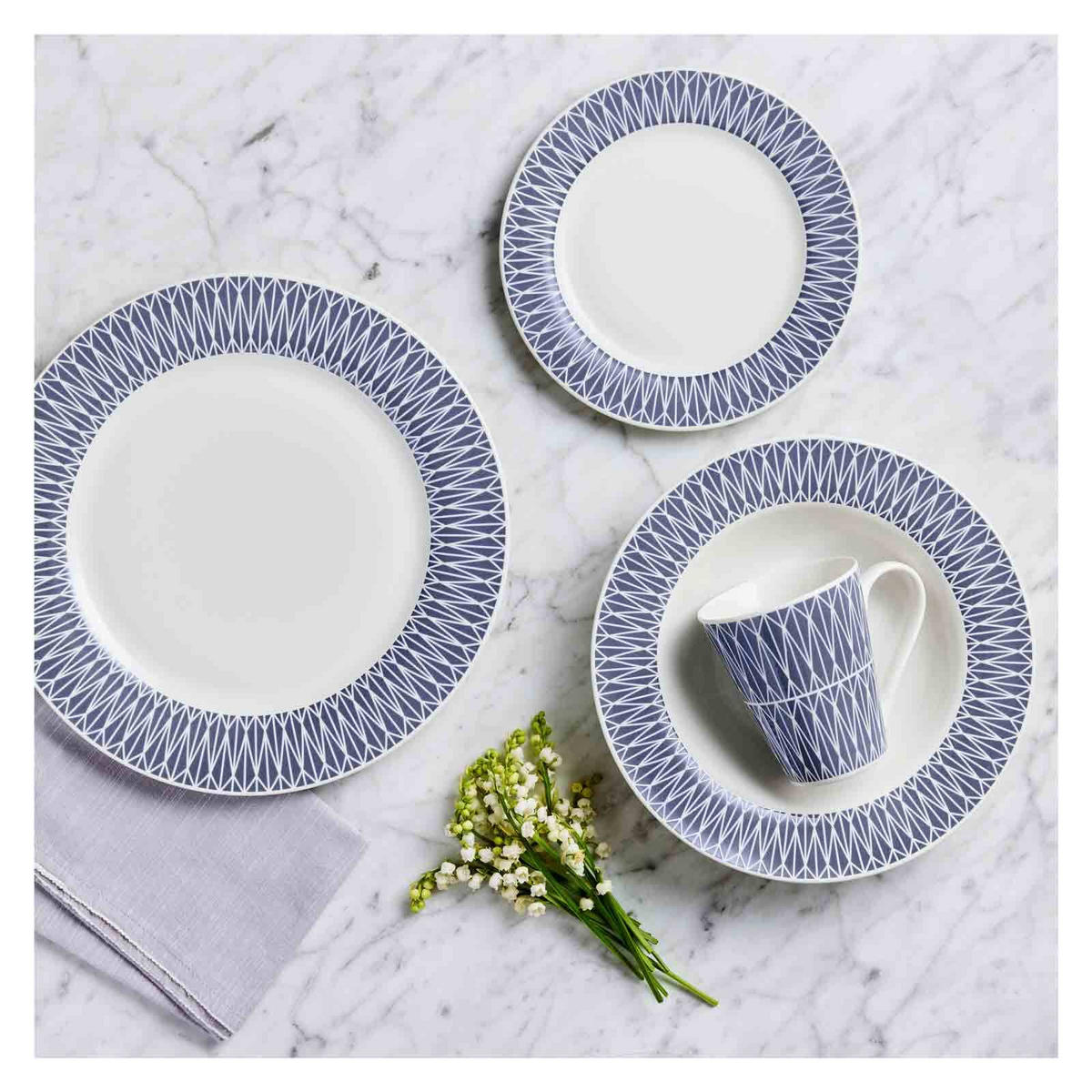 DINNER-SET Zenith blau 16er Set - Blau, Keramik (16/28/39cm) - Maxwell & Williams