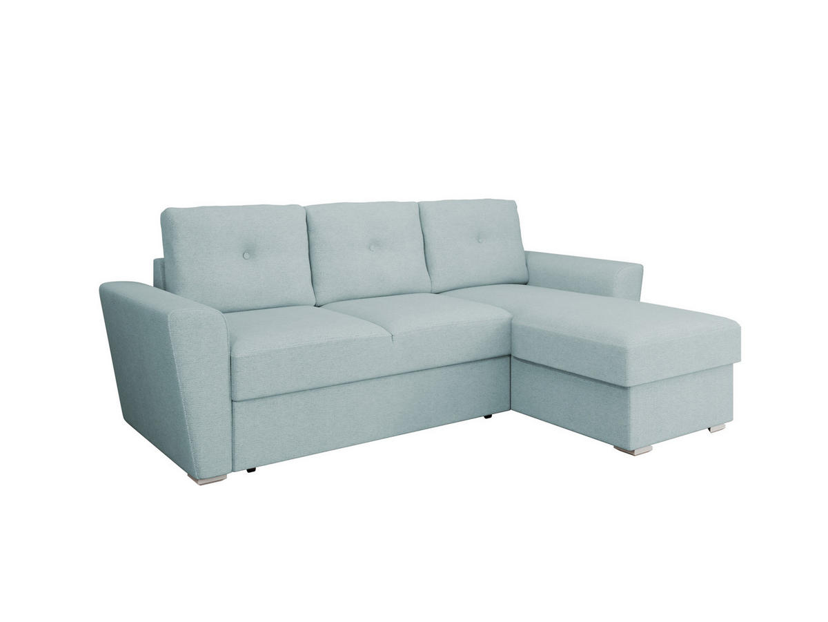 ECKSOFA Bellano Ecksofa L-Form - links oder rechts montierbar, blau - Blau, Holz (243/156cm) - Panda Möbel