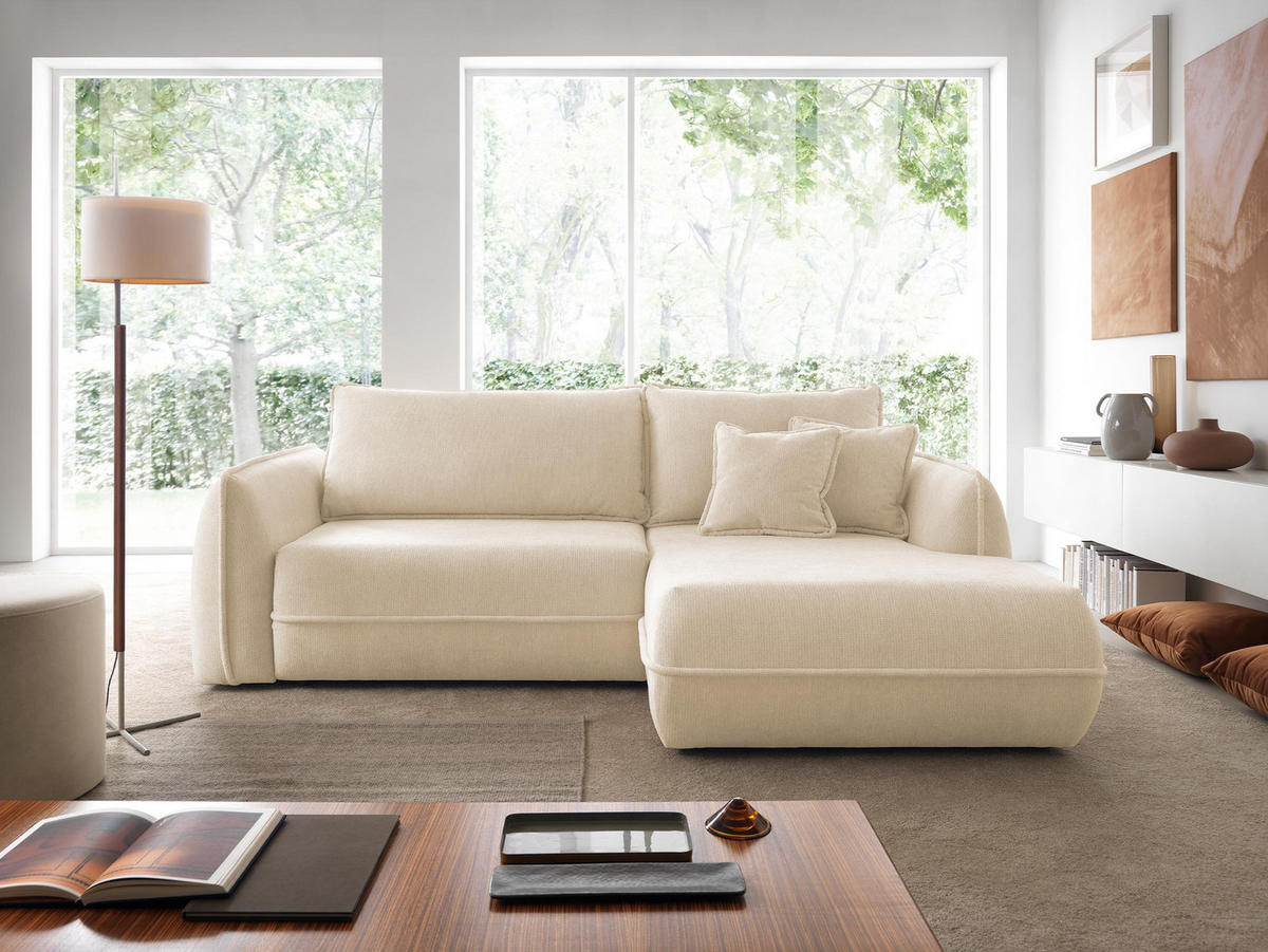 ECKSOFA Moho, Seite: Rechts - Beige/Schwarz, Holz/Kunststoff (254/162cm) - MIRJAN24