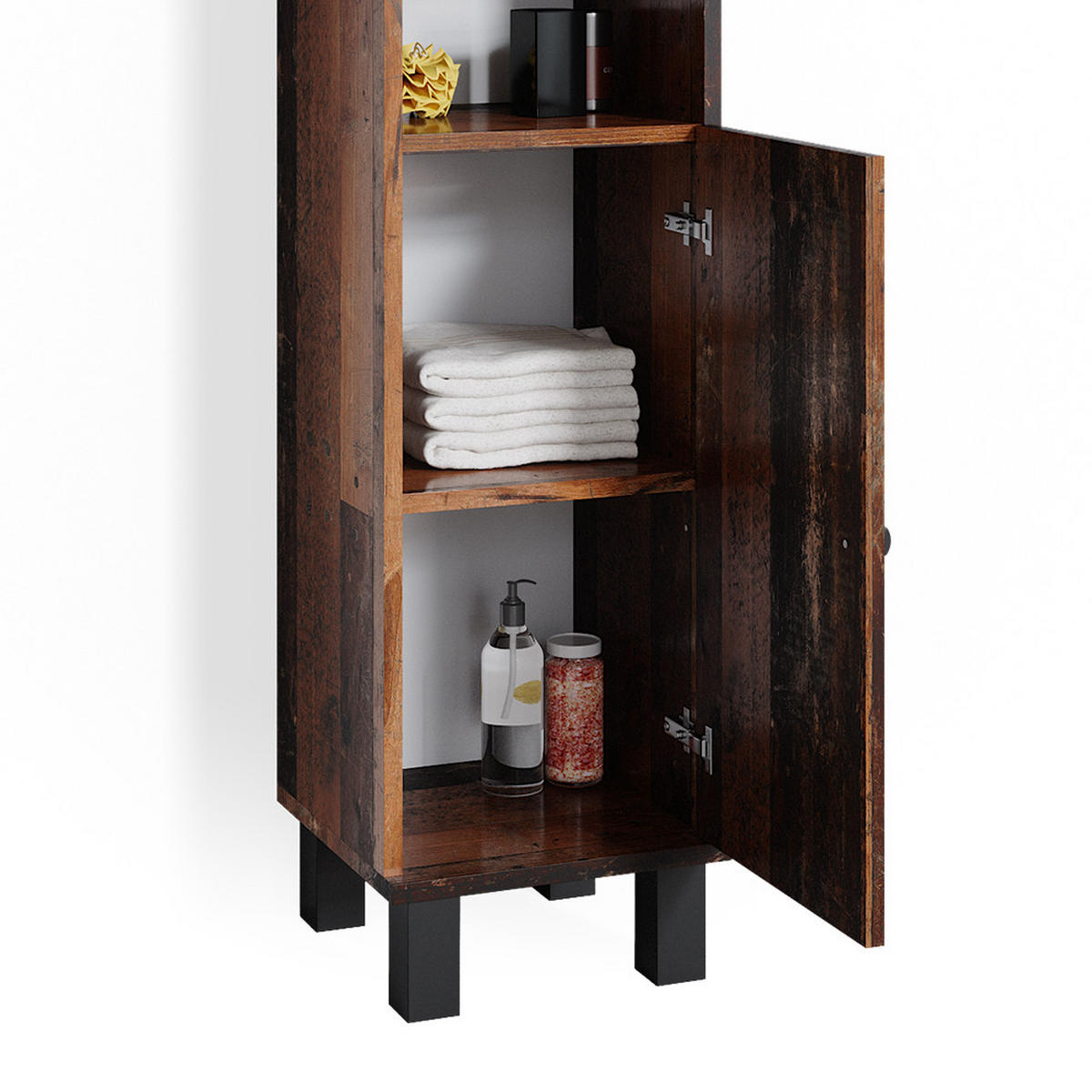 BADMÖBEL-SET Fynn Eiche rustikal 3 Teile, mit Midischrank - Wildeiche, Holzwerkstoff (60/54/32cm) - Vicco