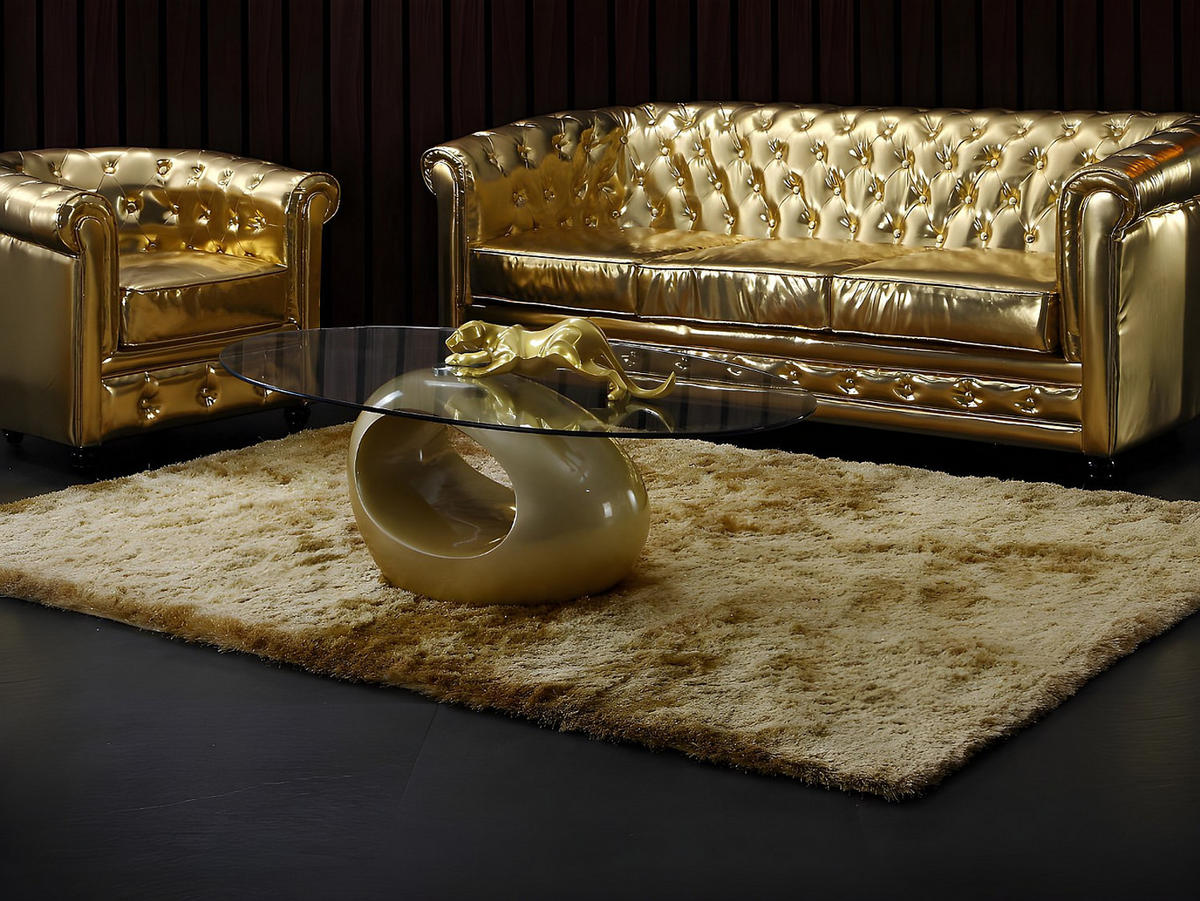 WOHNZIMMERTEPPICH - 230 cm x 160 cm - Stoff - Goldfarben - GLITTER - Goldfarben, Textil (230/160cm) - Vente-Unique