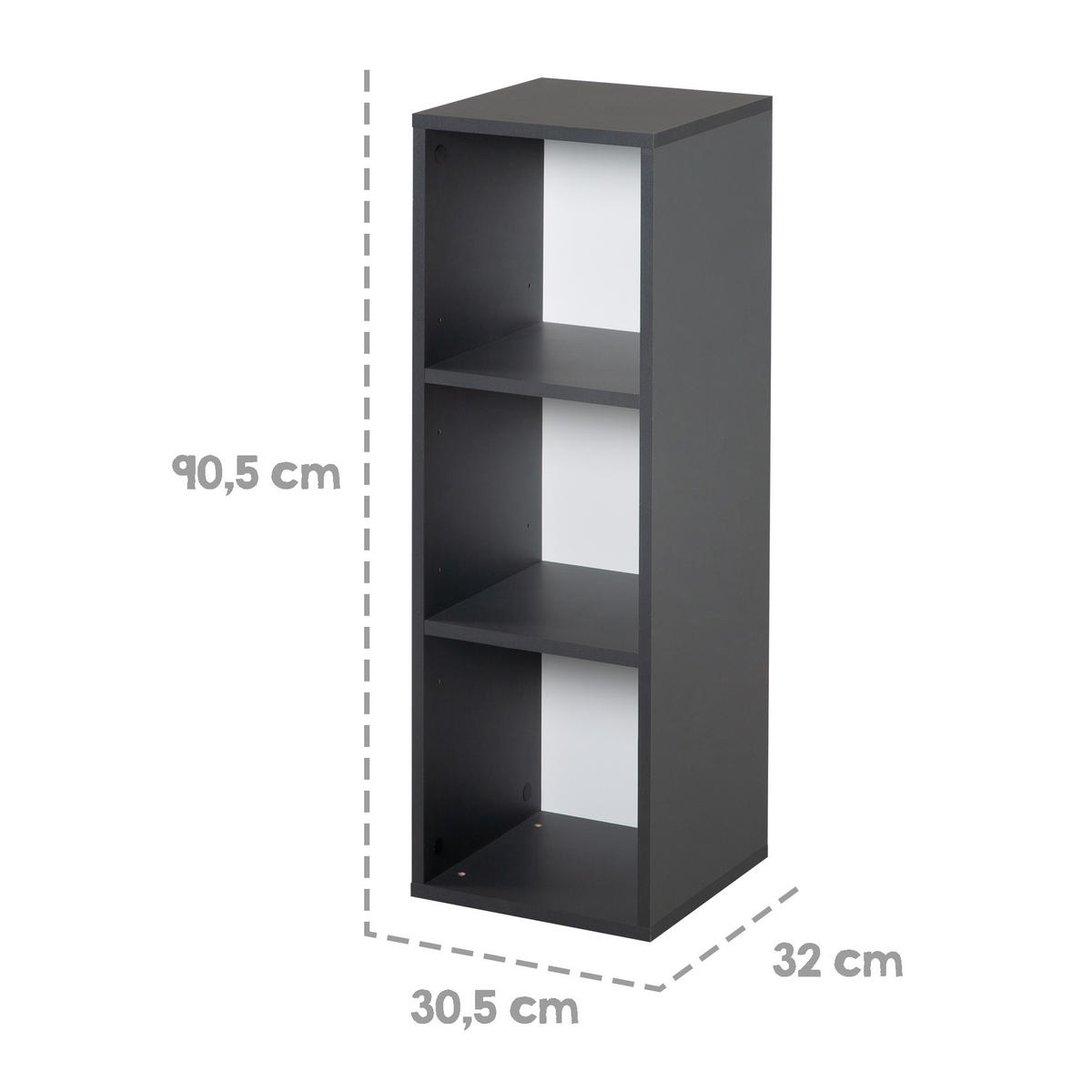 SEITENREGAL anthrazit - Anthrazit, Holzwerkstoff (30.5/90.5/32cm) - Roba