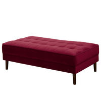 HOCKERBANK - Samt - Dunkelrot, Birkenholz/Textil (124/43/69cm) - home24