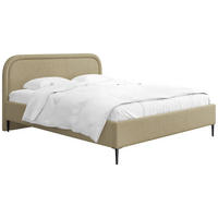 POLSTERBETT Jasmine Slim mit Bettkasten, Lattenrost & hohen Metallfüßen in Hell-Olivgrün Chenille 140x200 cm - Birkefarben/Schwarz, Holz/Textil (140/200cm) - WFL GROUP