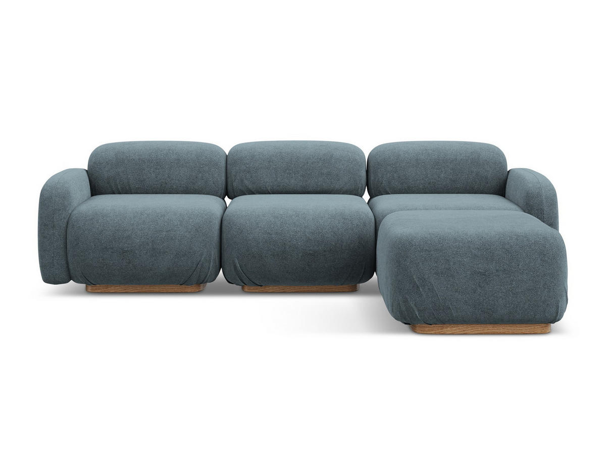 ECKSOFA Beidseitig Bouclé Stoff Blau - Blau/Blaugrau, Holz/Textil (270/190cm) - Makamii