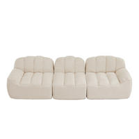 3-SITZER SOFA aus granuliertem Fleece, frameless Lounge-Design ohne Montage - Creme, Textil (288/79/104cm) - Urban Meuble