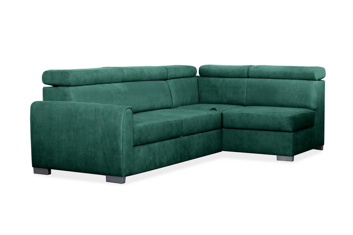 ECKSOFA Covo Grün, mit Schlaffunktion, rechte seite - Grün, Holzwerkstoff (253/156cm) - Bettso