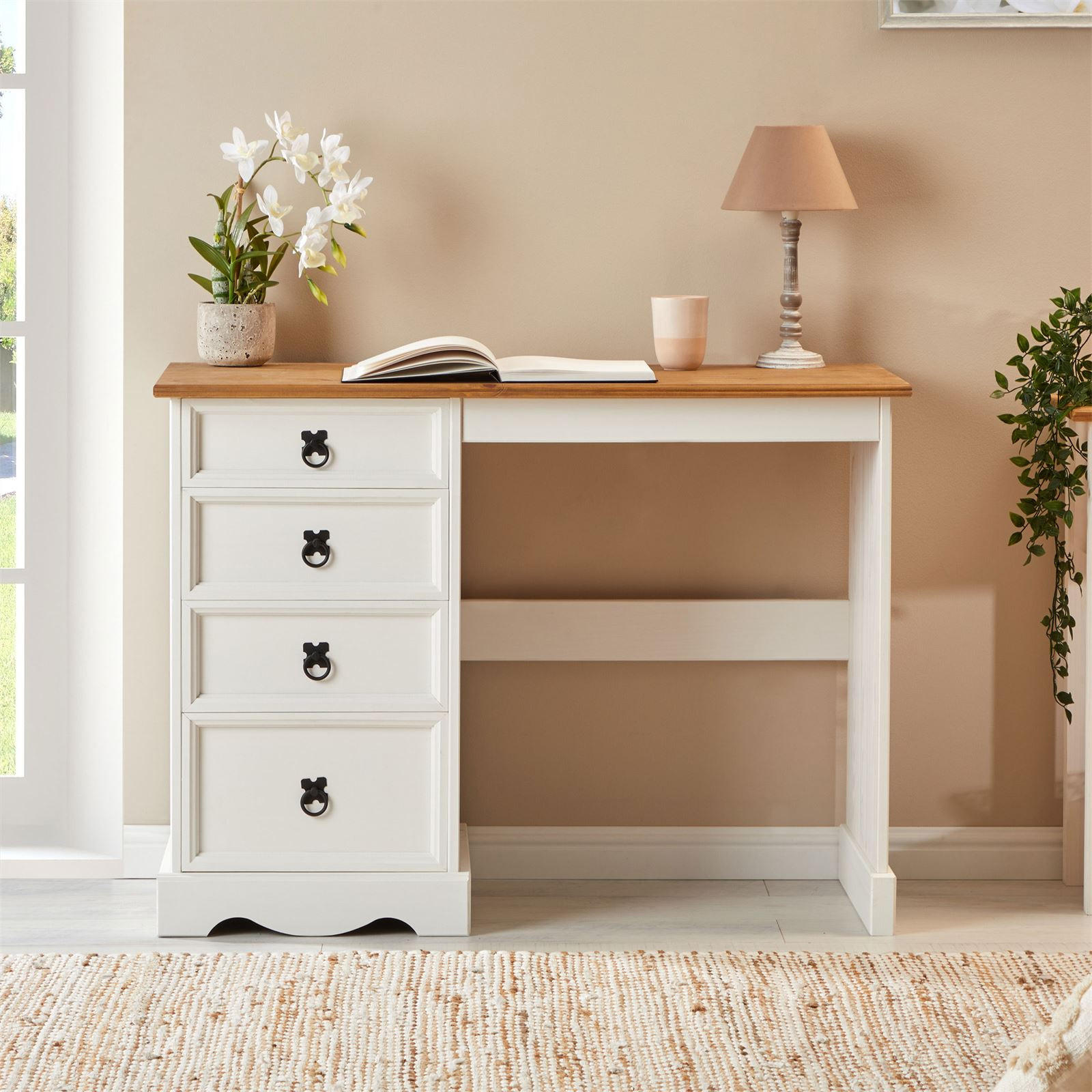SCHREIBTISCH CAMPO - Weiß/Braun, Holz (49/105/78cm) - CARO-Möbel
