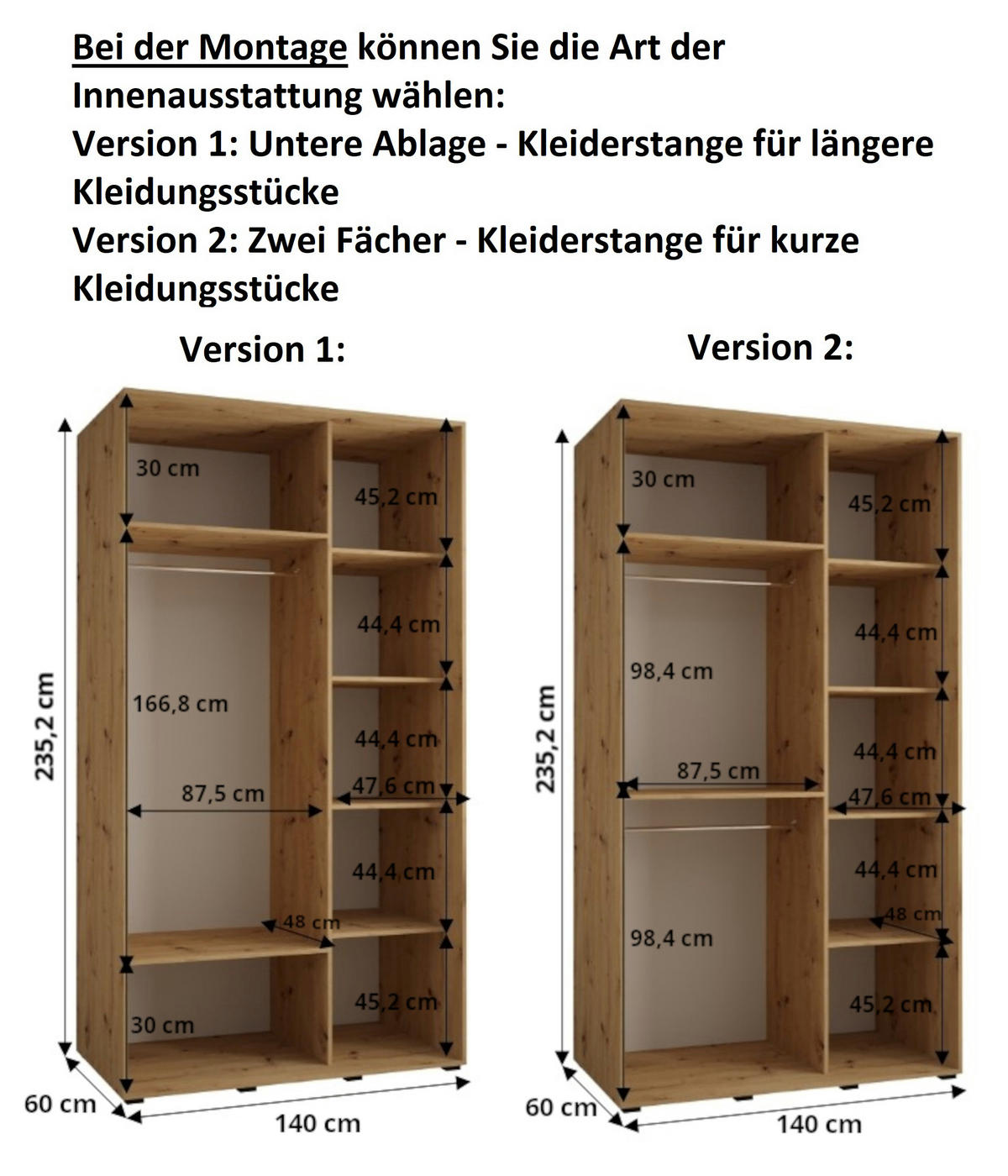 SCHWEBETÜRENSCHRANK 235,2/140/60 2-türig - Schwarz/Weiß, Holz/Metall (140/235/60cm) - Abiks Möbel