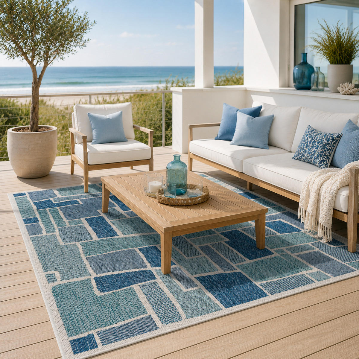 IN- UND OUTDOOR TEPPICH CARPETTO - Türkis, Textil (120/170cm) - Pergamon