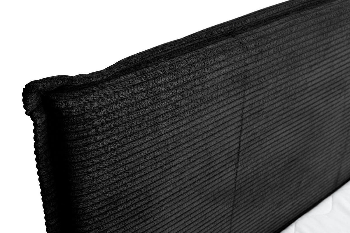 BOXBETT Vanessa mit 2 Bettkästen, 140x200, Farbe: Schwarz, Cordstoff, mit Bonell-Matratze inkl. Topper - Schwarz, Holz/Kunststoff (140/200cm) - VENASI MÖBEL