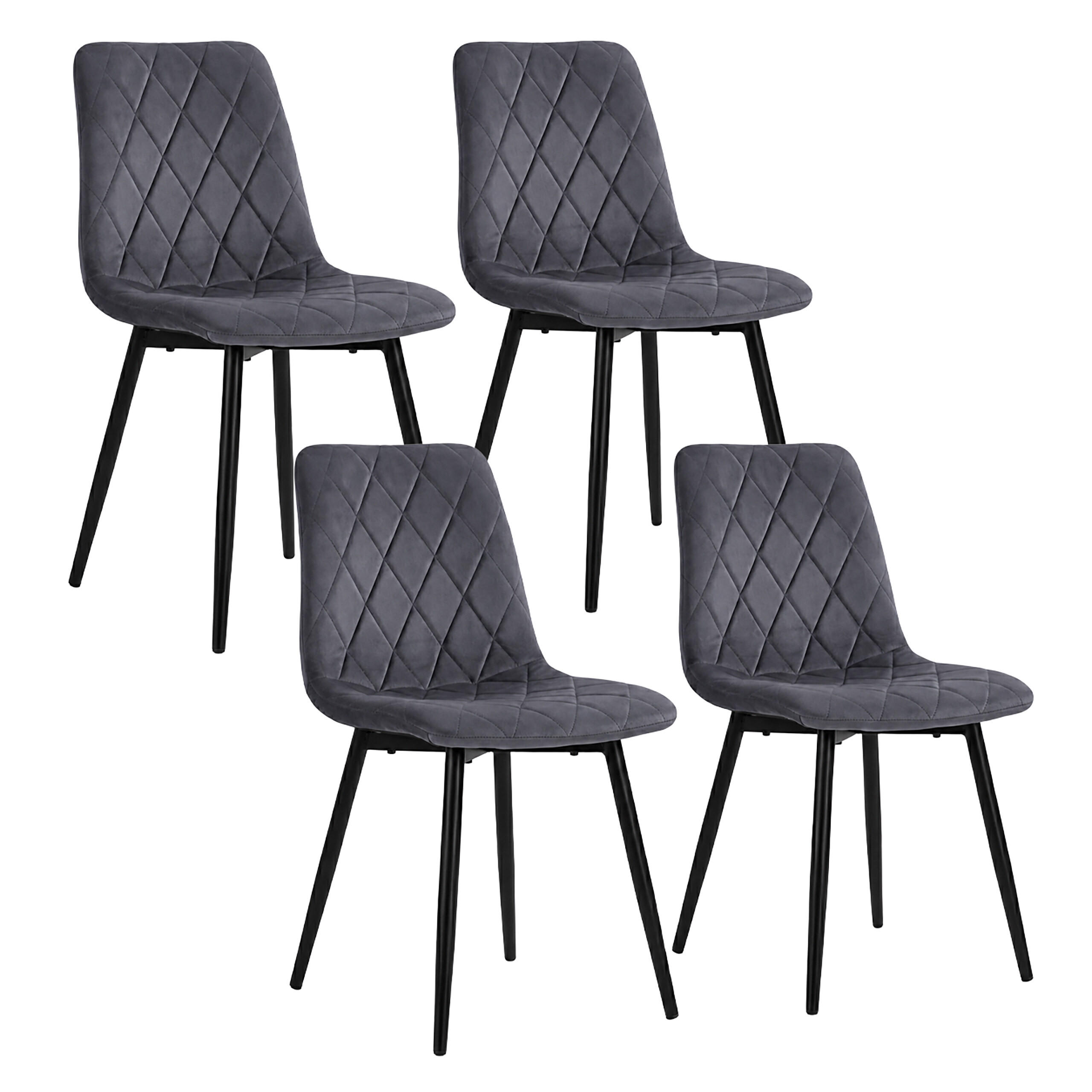 ESSZIMMERSTUHL Anthrazit 4er-Set Samt Metallbeine - Anthrazit, Holz/Textil (43/86/53.5cm) - Relaxdays