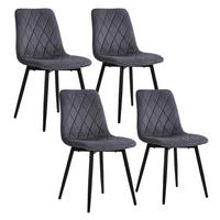 STOL Antracit 4-pack sammet metallben - Antracit, Trä/Textil (43/86/53.5cm) - Relaxdays