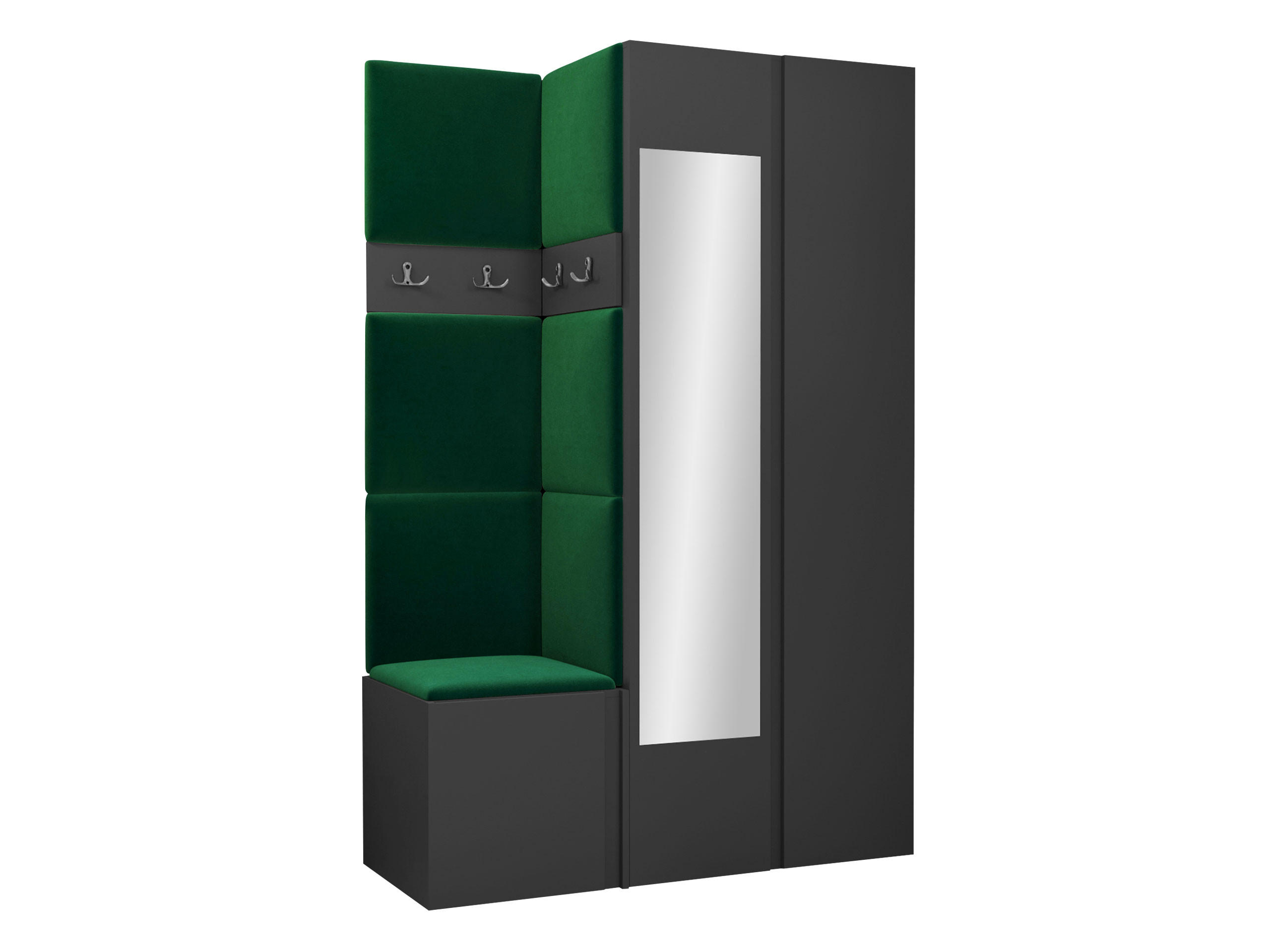 GARDEROBEN-SET Orion XXVI - Graphitfarben/Grün, Holzwerkstoff/Kunststoff (116/186/46cm) - MIRJAN24