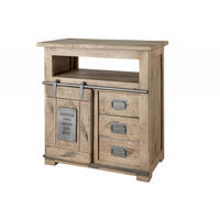 KOMMODE Mango 80x45x85 whitewash lackiert RAILWAY #310 - Beige, Holz (80/85/45cm) - Massivmoebel24